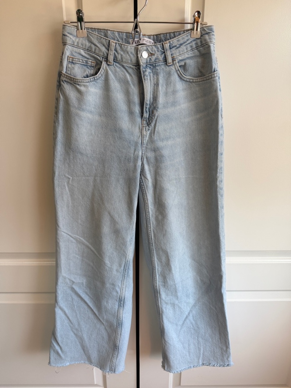 Zara Light Blue Cropped Wide Leg Women's Jeans